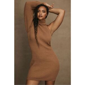 NEW By Anthropologie Asymmetrical Slim Cold Shoulder Sweater Mini Dress Plus 3X